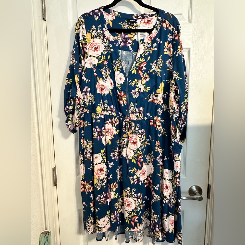 NWT Torrid blue Floral dress. Size 2